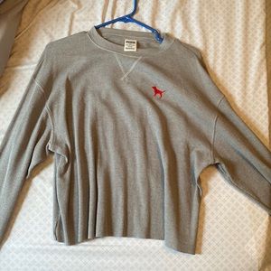 Victoria Secret Pink Cropped Nebraska Long Sleeve/Crew Neck